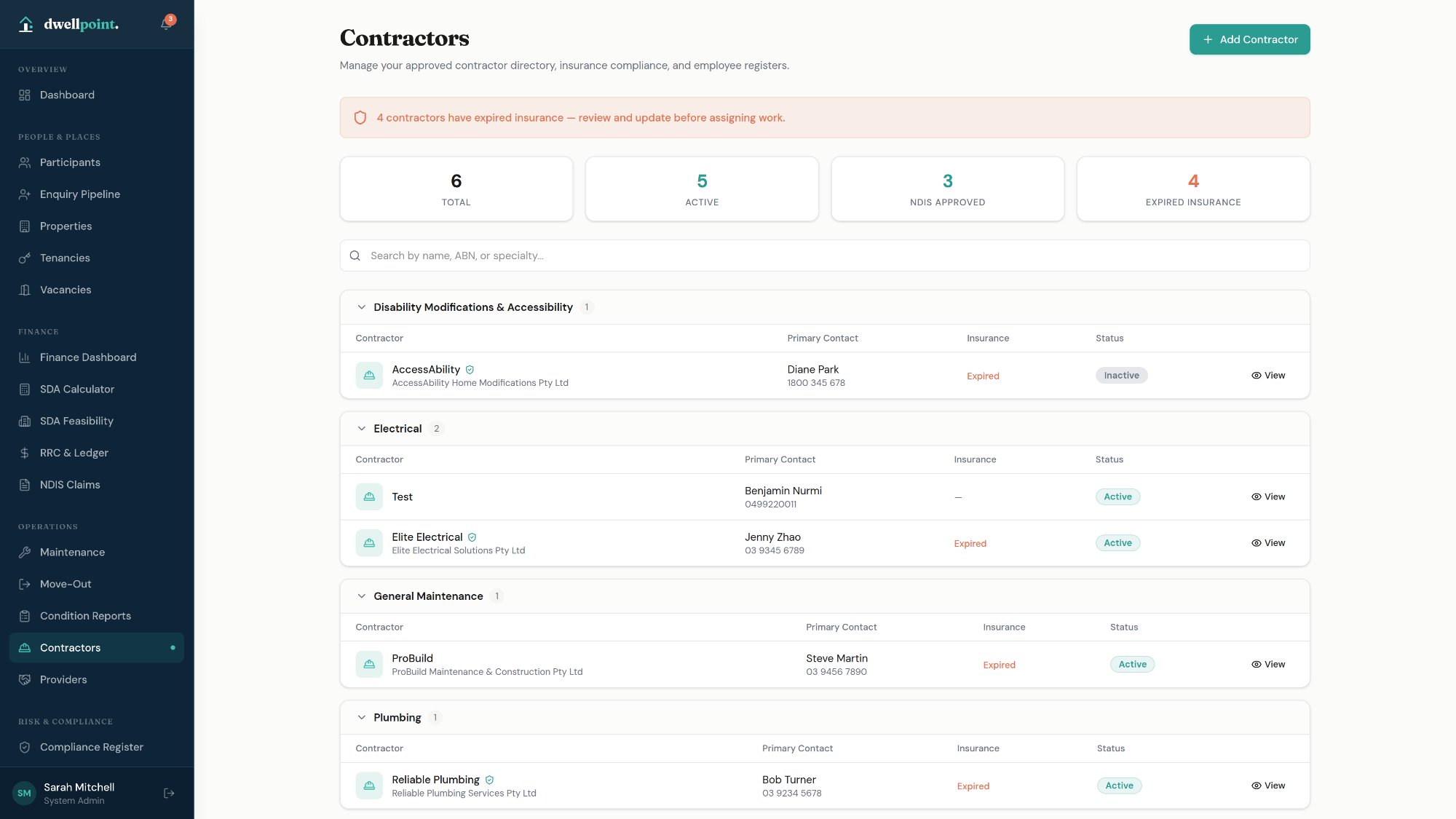 Contractor register